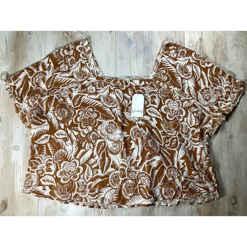 New With‎ Tags Golden Floral Shirt 100% Cotton Women's 4x Boho Hippie